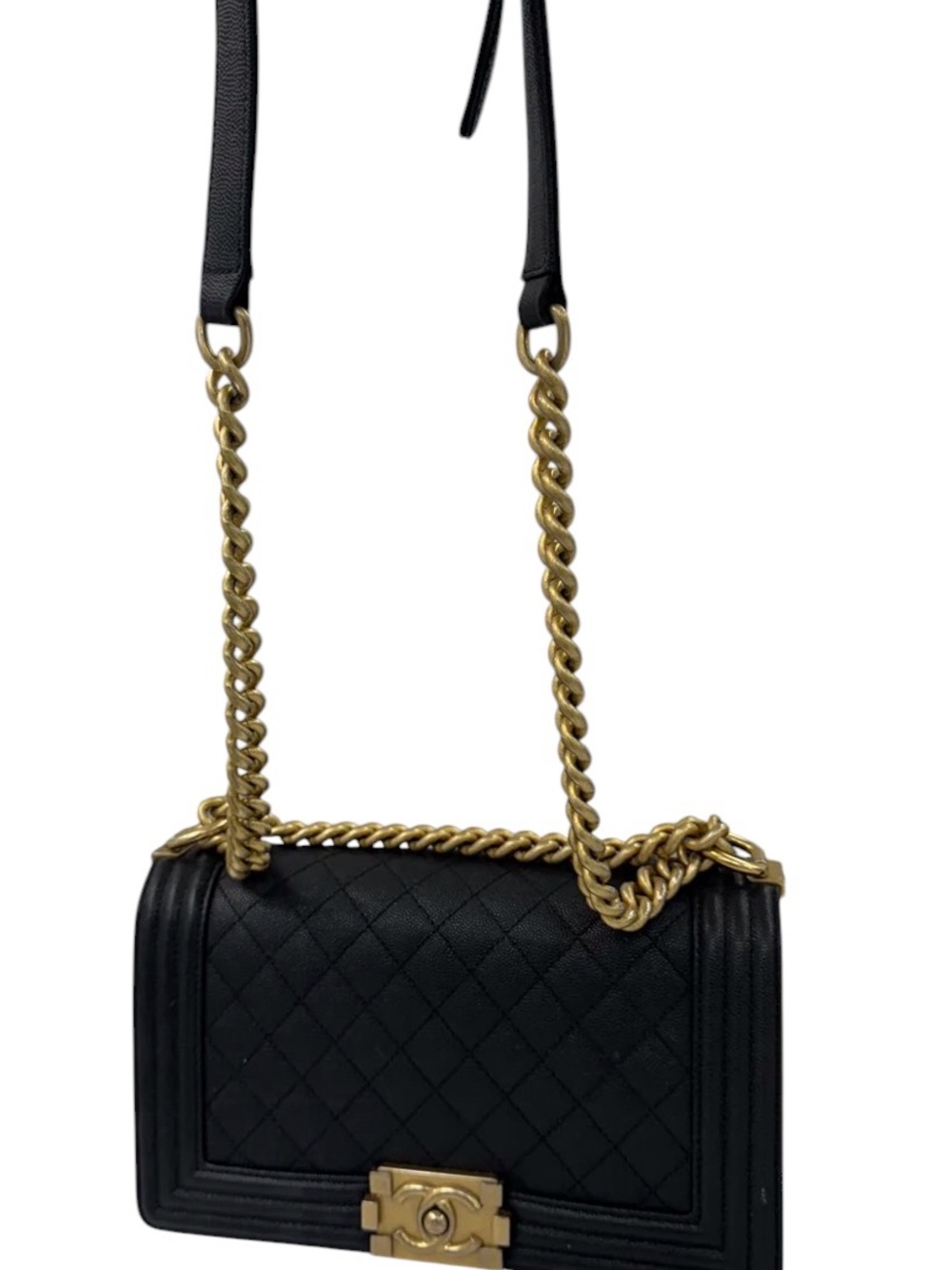 CHANEL Black Caviar Leather Quilted Boy Bag - Picture 3 of 6